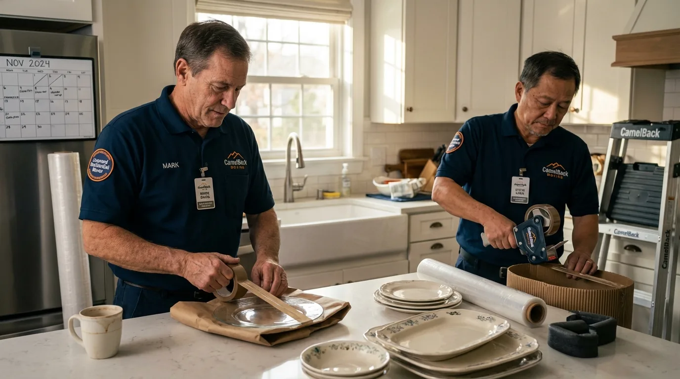 Professional crew packing kitchen dishware in Wadesboro, NC